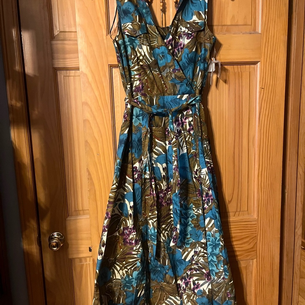 Sears Teal and Olive Floral Maxi Dress